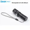Mini USB Uppladdningsbar LED-ficklampa Maskiner Justerbar Focus Zoomable Aluminium Alloy Portable Light Lamp