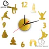 Vente en gros - Yoga Figure chiffres arabes bricolage horloge murale moderne Decign décor à la maison 3D horloge murale Quartz silencieux Cloc décoratif autocollant mural