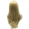 Long Ash Blonde Wig Silky Straight 150% Density Heat Resistant Synthetic Fiber Lace Front Fashion Wig