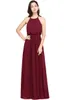 Partihandel Pris Burgund Chiffon En linje brudtärna klänning Juvel Neck Off The Shoulder Long Bridesmaid Gowns Wedding Party Dresses Robe