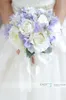 Rendas de seda pérolas buquê de noiva peônias rosas rústicas chic broche de casamento buquê branco nevoeiro roxo bouquet de noiva artificial