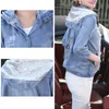 Wholesale- Spring Autumn Oversized Jeans Jacket Women 2017 Loose Sequin Hooded Jean Jacket Coat Female Ripped Boyfriend Denim Jackets