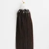 # 2 Darkest Brown Micro Loop Human Hair Extensions 50g Loop Ring Länkar Remy Rak 100% Real Hair 50 Strands