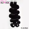 Pu skeft tape menselijke extensions Braziliaanse maagdelijk haar lichaamsgolf 18''20''22''24'inch ali magie groothandel