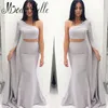 Cheap Two Pieces Sexy Evening Dresses One Shoulder Long Sleeves Plus Size Formal Prom Party Gowns Custom Made