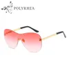 2021 Women Brand Sunglasses Cutting Rimless Gradient Sun Glasses Ladies Oversize Eyeglasses Clear Lens With Box Cases