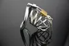 最新の休眠ロック男性のステンレス鋼のカーブコックペニスケージ貞操ベルトデバイスリングBDSMセックス玩具4550