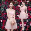 Pink Short Elegant Bridesmaid Dresses for ladies Lace Birthday party Short section Evening Bridesmaid Dresses With High Quality