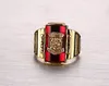 High quality Men's Rock Punk Ring Gold color Large Red CZ Stone Ring Jewelry 1973 Lion Head Party Rings For Men