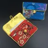 Chinese knoop zijden brokaat kleine zakjes tas met rits sieraden pouch portemonnee cadeau verpakking creditcardhouder case opbergtas 2 stks / partij