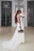 Abiti da sposa sexy senza schienale in spiaggia a bateau maniche con tappeto tappeto per perline Cristalli Appliques in pizzo Tulle Boemian Abito da sposa LS 31-8