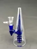 Blue diffusion glass hookah color bong beaker oil rig smoking set 14 mm joint, factory direct sales, price concessions