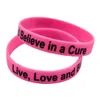 100 шт. Живая любовь и верь в лечение силиконовый браслет напечатанный мотивационный логотип взрослый размер розовый