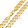 24" 12mm 24k yellow gold filled men's necklace curb chain jewelry (STAMPED 24k)