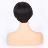 7a Brazylijskie pełne koronkowe peruki z pełną grzywką koronkowe przednie ludzkie peruki włosy Krótkie proste, bezskrępowe peruki dla czarnej kobiety1557053