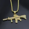 18K guldpläterad Rapper M4 Submachellone Gun Pendant Halsband 75cm Guldfärg Hiphop New York Mäns Hängsmycke Halsband 2017 juli stil