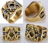 Populaire blauwe saffier cz freemason masonic mannen ringen 316L roestvrij staal gratis mason master signet kompas en vierkante broederschap item ring sieraden hoge kwaliteit