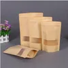 Voeding vochtbestendige tassen Kraftpapier met aluminiumfolie voering stand-up pouch klep verpakking afdichtingszak voor snack snoep koekjes bakken
