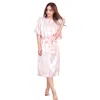 Bata Kimono de seda sólida para mujer, 9 colores, para damas de honor, boda, fiesta, noche, pijama, M011246T
