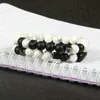 Mens Jóias Todo 10 pçs / lote 8mm Qualidade Matte Ágata Branco Howlite Mármore Pedra Quadrado Frisado Pulseiras para men286S