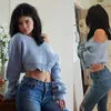 Wholesale-sexy pullover crop top sweater women Tricot oversize Diamond Hem short warm sweater femme Autumn fashion knitted top