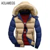 Men's Down Parkas Wholesale-Aolamegs Jaqueta de inverno Homem Moda Contraste Cor Puri com capuz Capacão de inverno Cascado de algodão Mananteau Homme Hiver M-4xl