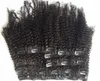 8 10 12 14 16 18 20 22 tum Full Head Kinky Curly Clip in Human Hair Extensions Natural Black Geasy9448487