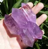 5 Stück lila Edelsteinspitze, natürlicher Amethyst-Kristall, Quarz, kleiner doppelter spitzer Zauberstab für Geschenkheilung