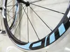 FFWD-hjul F6R 50mm Blå Svart Clincher Carbon Fiber Bike Wheelset med Legering Bromsväg Cykel Wheelset Gratis frakt