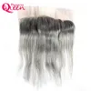 Cor cinza linha reta laço encerramento frontal ombre brasileiro cabelo humano virgem cinza 13x4 orelha para orelha lace frontal com cabelo bebê natural