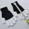 100 pcs / 50 paires NOUVEAU LED noir + blanc Gants Gants de clignotant Glow LED Light Up Rave Gant Glow Light Finger Gants accessoires de fête