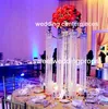 Metaal 5 Arm Crystal Table Top Candelabra / Verzilverd Candelabra Kandelaar 5 Hoofd / Kandelaar met Bloem Kom