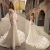 Berta Dompelen Halsmeermin Trouwjurk Delicate Sash Applicaties Bruidsjurken Sweep Trein Backless Robe de Mariée