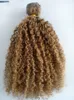 Brazilian Virgem Humana Remy Curly Curly Cabelo Weaves Weaves Não Transformados Blonde 270 # Duplo Clipe Duplo em Extensões