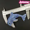 100pcs Beautiful Blue Crystal Rhinestone Dolphin Brooches Silver-Tone Animal Fish Brooch Pin as a gift for women