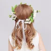 Böhmen Flower Girl Sea Beach Wreath Headdress med armband Flickor Garlands Fotografi Barn Hårtillbehör Crown Veil Headpiece A6635