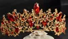 Свадебная тиара Gold Siver с красным кристаллом, высококачественная потрясающая большая пышная корона без расчески, аксессуары для волос для вечеринки в честь дня рождения3536634