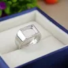 925 STERLING Gümüş Moda Alyans 9x11mm Prenses Cabochon Yarı Mount Erkekler İnce Gümüş Yüzük Mücevherat4755291