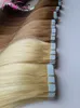 Ali Magic Factory Prix Top qualité PU bande dans la peau trame Extensions de cheveux 100g / 40 pièces 27 couleurs en option péruvien remy brésilien de cheveux humains