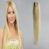 Nastro nelle estensioni dei capelli Capelli biondi umani # 613 Bleach Blonde Straight 30g 40g 50g 60g 70g 20pcs nastro di estensione dei capelli di trama della pelle