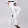 Wholesale- 2021 Mens Fashion Simple Formal Suit Pantaloni slim fit bianchi Pantaloni lunghi da lavoro Vita media Dritto Easy Care Dress 2M0029