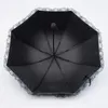 Fashion dames 'pliing pliing soleil plume umbrella noir revêtement anti-uv femmes en dentelle parasol livraison gratuite za3542