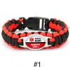 Mix Styles Diabetic Type 1 Paracord Survival Bracelets Hope Ribbon Custom Made Outdoor Sprot Camping bracelet