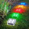 led solar garden light ice cream glass square shape white, warm, blue, green colour underground waterproof lawn lamp