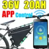 36V 20AH App Triangle Lithium ion Ebike Batteri med Bluetooth GPS Fjärrkontroll Fit BAFANG BBS02 BBS03 BBSHD Free Tull