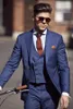Hurtownie- Classic Style Dwa Przycisk Niebieski Groom Tuxedos Groomsmen Mens Sukiety Ślubne Prom Dress (Kurtka + Spodnie + Kamizelka + Krawat) NO: 243