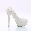 White Pearl Phoenix Wedding Shoes High Heel Rhinestone Stiletto Heel Bridal Dress Shoes Adult Ceremony Prom Pumps Big Size 45