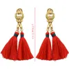 idealway 6 Colors Bohemian Fashion Gold Plated Thread Tassel Chain Dangle Long Earrings For Women Jewelry