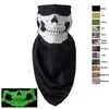 Outdoor Tactical Airsoft Hood Paintball Shooting Equipment Half Face Glow in the Dark Ghost Skull Mask NO04-104