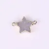 Gold Five-Pointed Stars Nature Bezel High Quality White Agate Stone Druzy Drusy Geode Connector Precious Stone Fit Charms Bracelet Finding